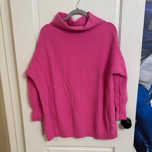 Free People Vibrant Pink Cowl Neck Sweater